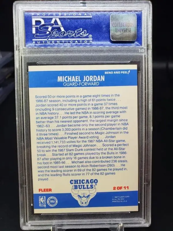 Michael Jordan 1987 Fleer Sticker Chicago Bulls 2 PSA 9 - Image 2