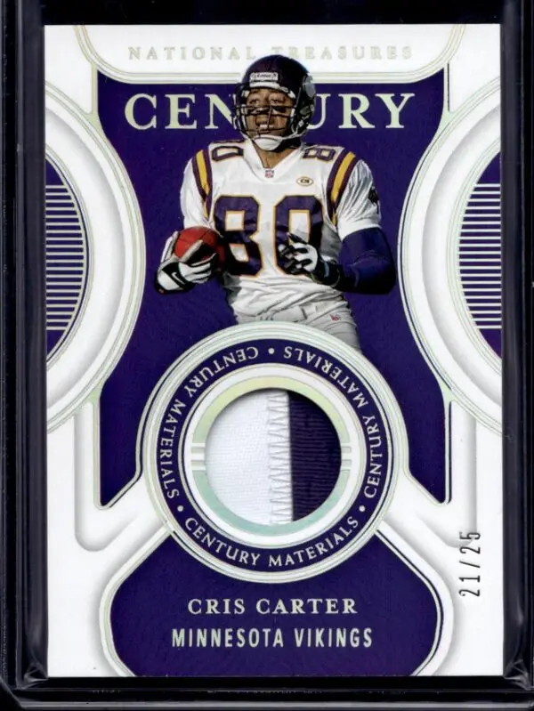 Cris Carter 2021 National Treasures Century Materials /25 Minnesota Vikings