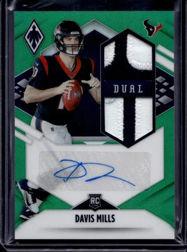 Davis Mills 2021 Panini Phoenix Green Auto /25 Houston Texans RAD-DMI