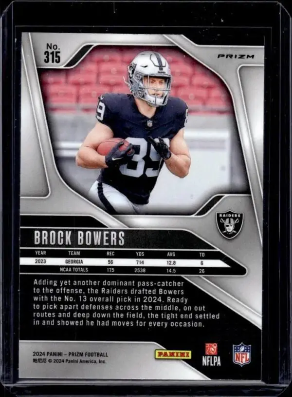 Brock Bowers 2024 Panini Prizm Black White Checker RC Las Vegas Raiders 315 - Image 2