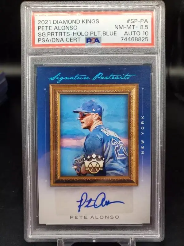 Pete Alonso 2021 Panini Diamond Kings Blue Signature Portraits /7 New York Mets PSA 8.5