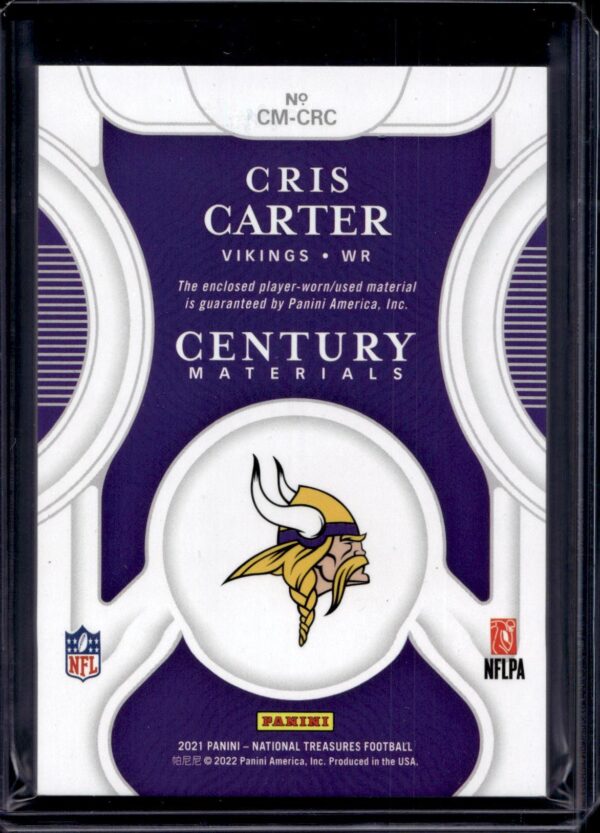 Cris Carter 2021 National Treasures Century Materials /25 Minnesota Vikings - Image 2