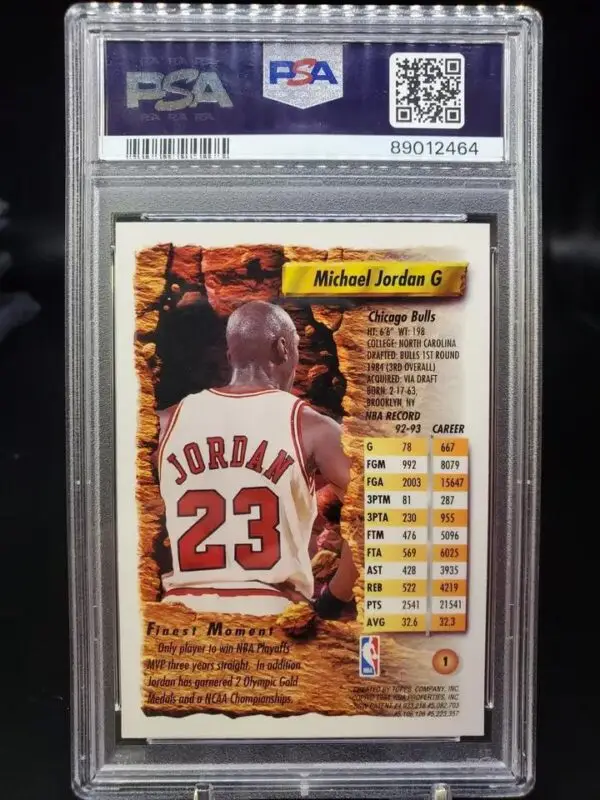 Michael Jordan 1993 Topps Finest Chicago Bulls 1 PSA 8 - Image 2