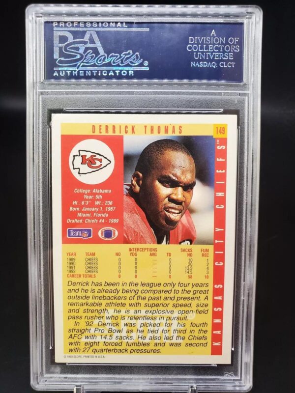 Derrick Thomas Signed 1993 Score Card Kansas City Chiefs 149 PSA Authentic - Image 2