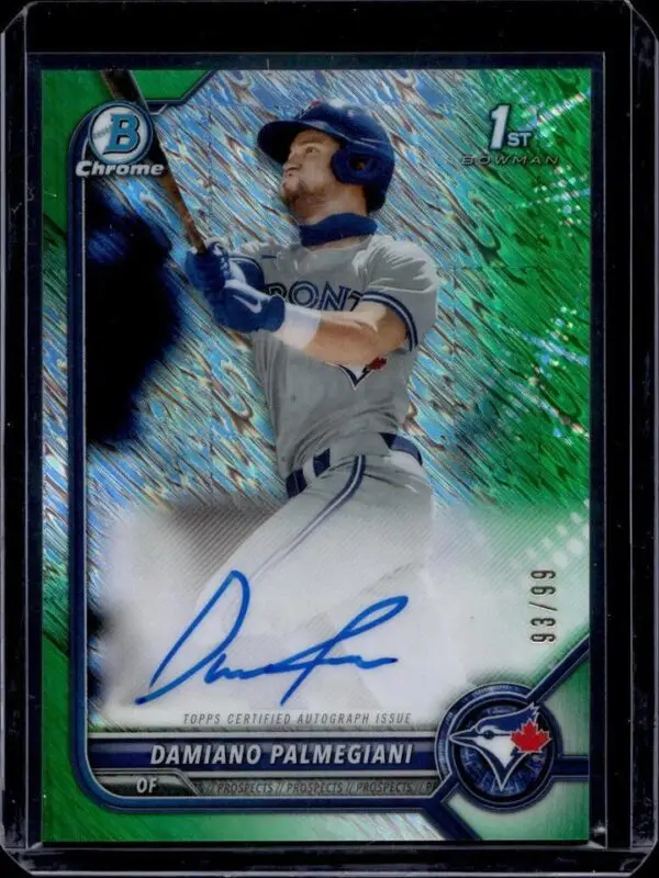 Damiano Palmegiani 2022 Bowman Chrome 1st Green Shimmer Auto /99 Toronto Blue Jays CPA-DP