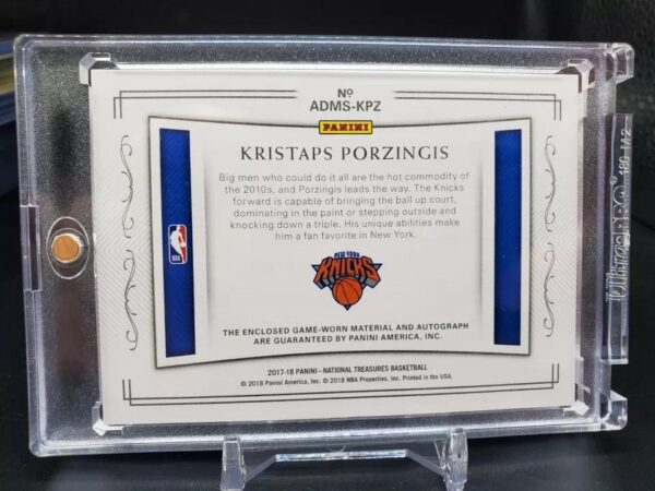 Kristaps Porzingis 2017-18 National Treasures Auto /25 New York Knicks ADMS-KPZ - Image 2