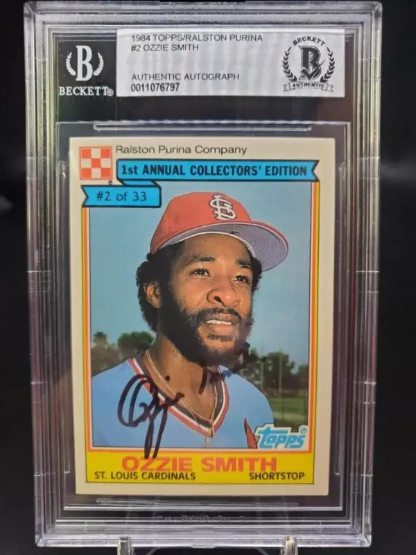 Ozzie Smith Signed 1984 Topps Purina Card St. Louis Cardinals 2 BGS Authentic