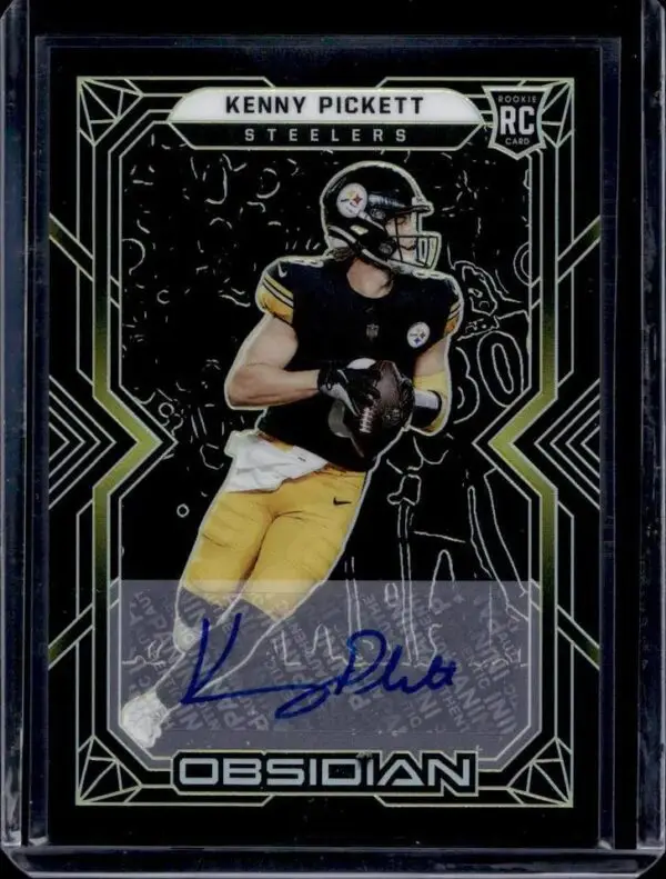 Kenny Pickett 2022 Panini Obsidian RC Yellow Auto /25 Pittsburgh Steelers 104