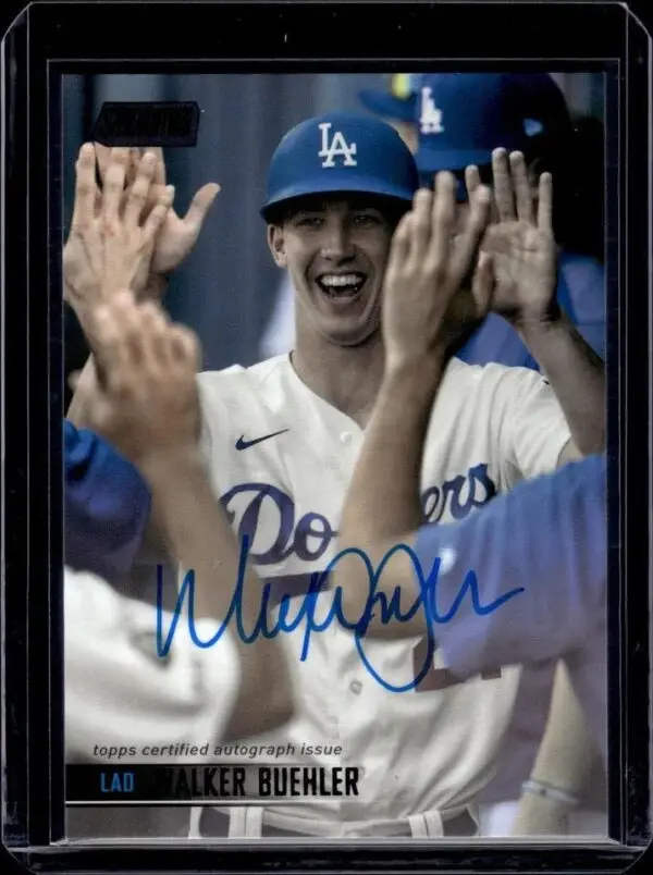 Walker Buehler 2021 Stadium Club Black Foil Auto /25 Los Angeles Dodgers SCBA-WB