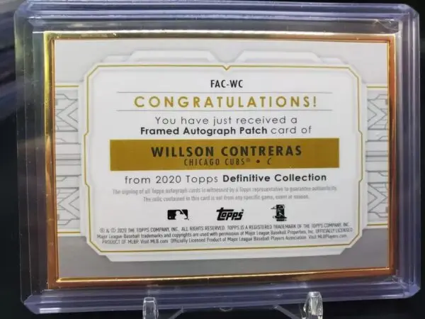 Willson Contreras 2020 Topps Definitive Framed Auto /15 Chicago Cubs FAC-WC - Image 2