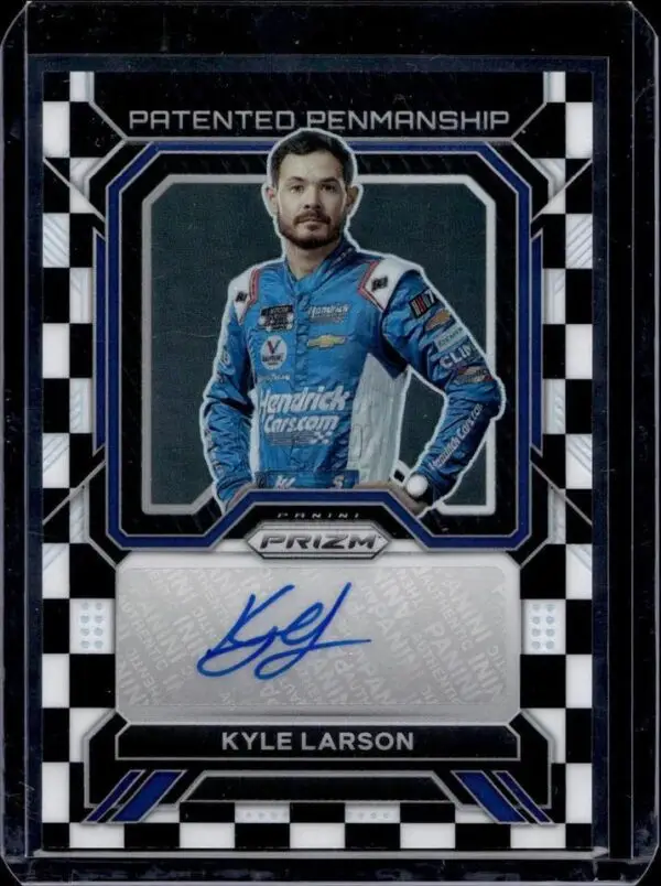 Kyle Larson 2023 Panini Prizm Checkered Flag Auto /50 Hendrick PP-KLR