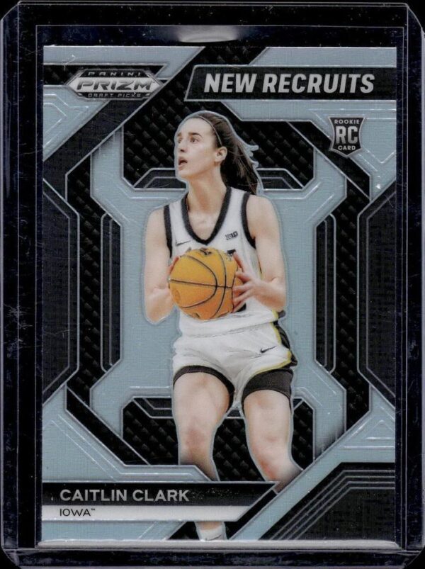 Caitlin Clark 2024 Panini Prizm Draft New Recruits Silver Iowa Hawkeyes 14