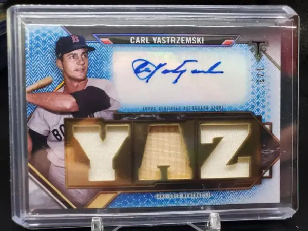 Carl Yastrzemski 2021 Topps Triple Threads Relic Auto /3 Boston Red Sox