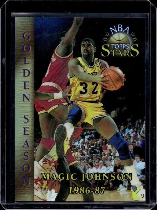 Magic Johnson 1996-97 Topps Stars Finest Refractor Los Angeles Lakers 72