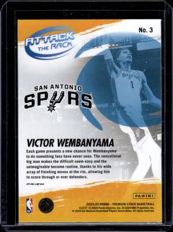 Victor Wembanyama 2023-24 Panini Premium Stock Attack The Rack Silver Spurs 3 - Image 2