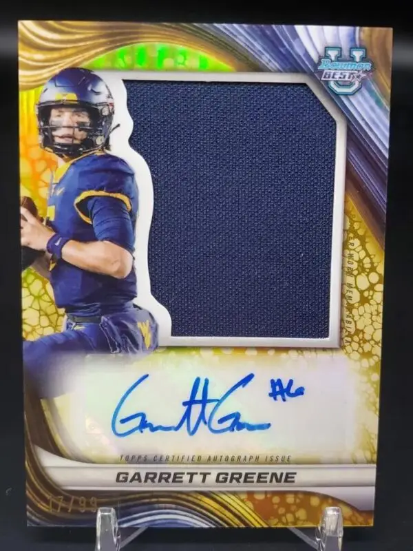 Garrett Greene 2024 Bowman U Best Jumbo Relic Auto /99 West Virginia Mountaineers PJA-GG