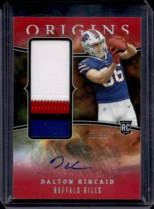 Dalton Kincaid 2023 Panini Origins Patch Auto /99 Rookie Buffalo Bills RJJA-DC