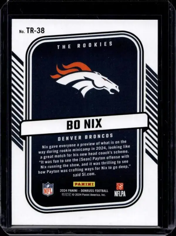 Bo Nix 2024 Donruss The Rookies Denver Broncos TR-38 - Image 2