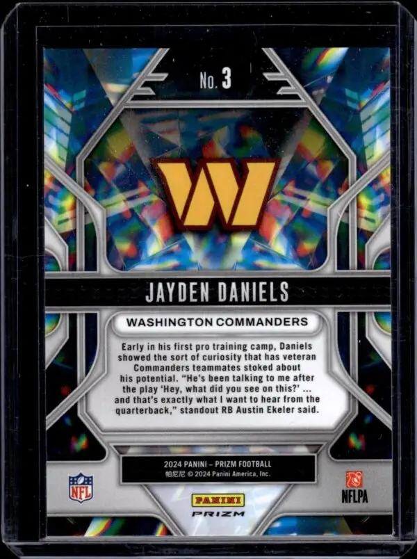 Jayden Daniels 2024 Panini Prizm Prizmatic Wave Green Washington Commanders 3 - Image 2