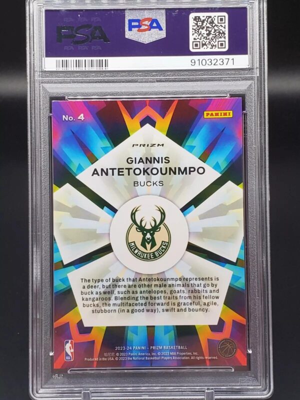 Giannis Antetokounmpo 2023-24 Panini Prizm Kaleidoscopic Fast Break Milwaukee Bucks PSA 10 - Image 2