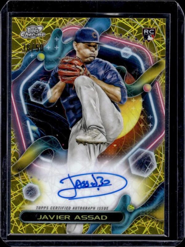 Javier Assad 2023 Topps Cosmic Chrome Cosmic Gold Auto /50 RC Chicago Cubs