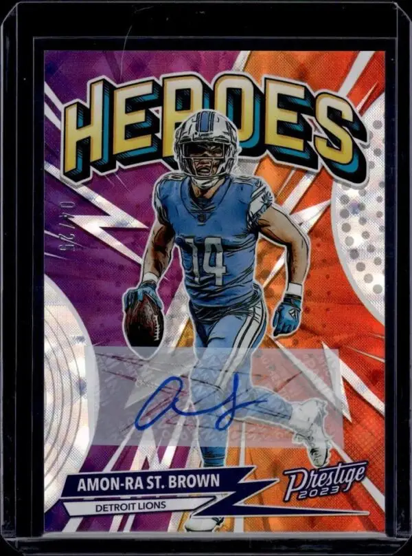 Amon-Ra St. Brown 2023 Panini Prestige Heroes Auto /25 Detroit Lions H-15