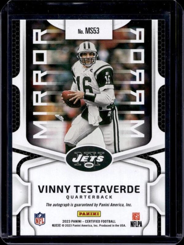 Vinny Testaverde 2023 Panini Certified Gold Auto /15 New York Jets MS53 - Image 2