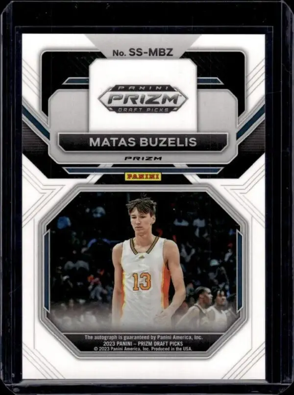 Matas Buzelis 2023 Panini Prizm Draft Green Auto NBA G League Ignite - Image 2