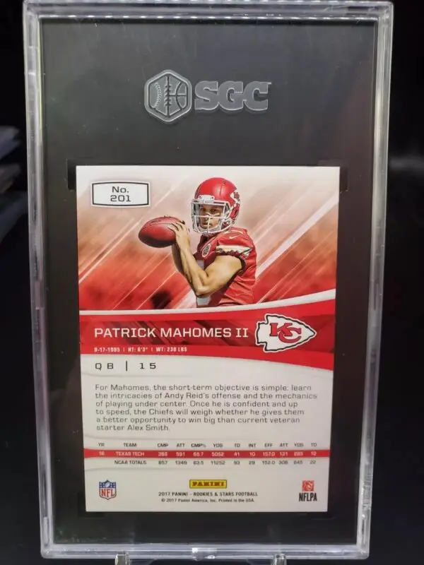 Patrick Mahomes II 2017 Panini Rookies & Stars RC Kansas City Chiefs 201 SGC 9.5 - Image 2