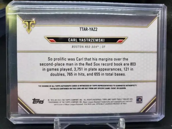 Carl Yastrzemski 2021 Topps Triple Threads Relic Auto /3 Boston Red Sox - Image 2