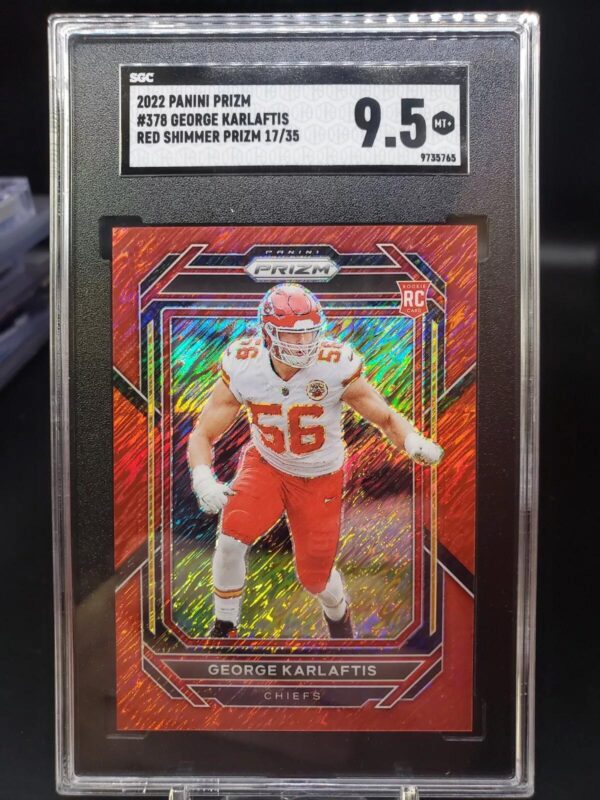 George Karlaftis 2022 Panini Prizm Red Shimmer /35 RC Kansas City Chiefs 378 SGC 9.5