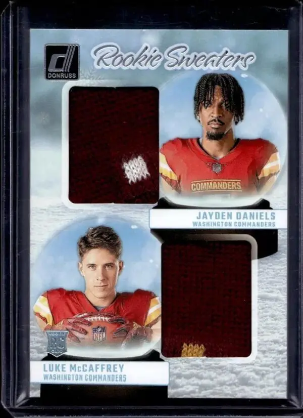 Jayden Daniels Luke McCaffrey 2024 Donruss Rookie Sweaters Washington Commanders RHD-WAS