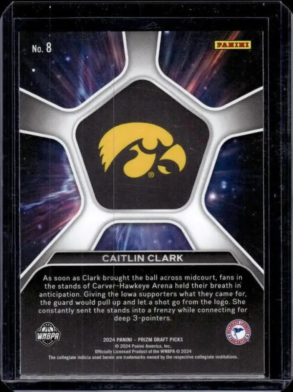 Caitlin Clark 2024 Panini Prizm Draft Deep Space Iowa Hawkeyes 8 - Image 2