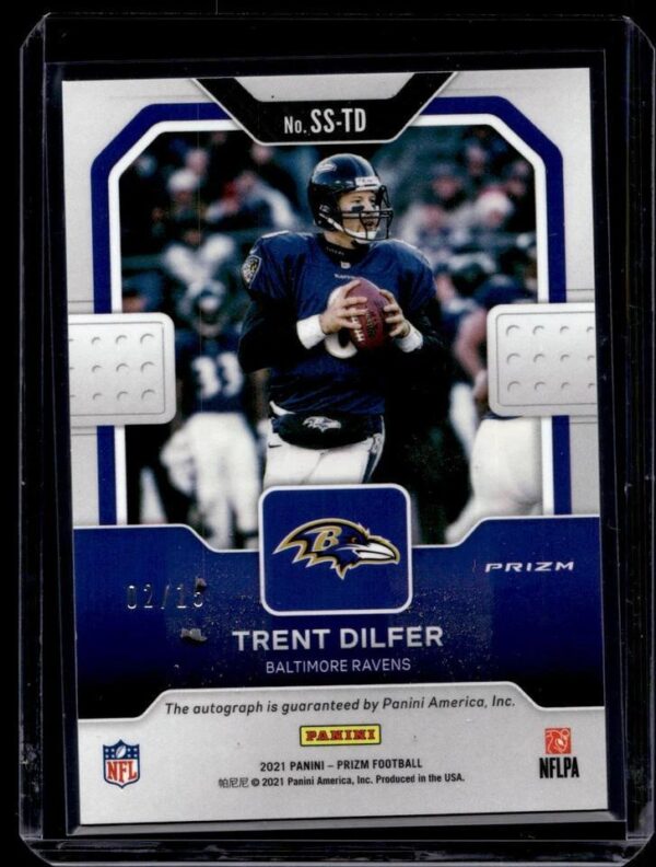 Trent Dilfer 2021 Panini Prizm Navy Camo Auto /15 Baltimore Ravens SS-TD - Image 2