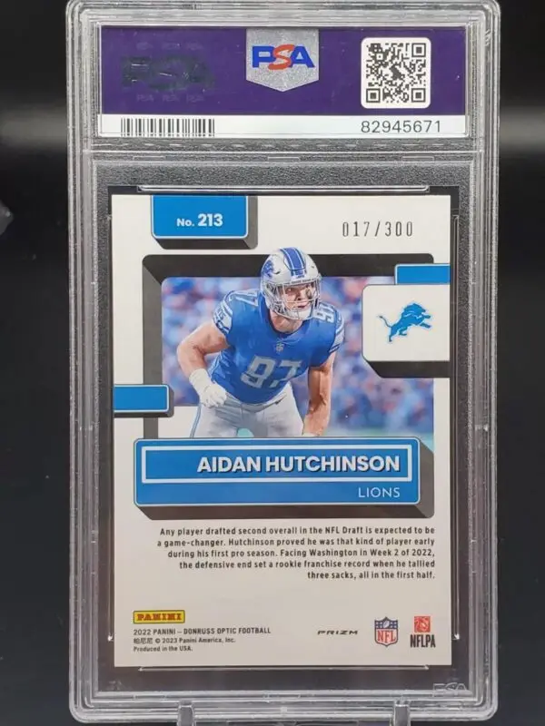 Aidan Hutchinson 2022 Donruss Optic Wave Rated Rookie Detroit Lions 213 PSA 10 - Image 2