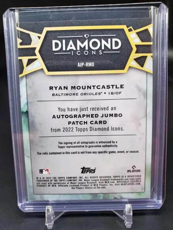 Ryan Mountcastle 2022 Topps Diamond Icons Patch Auto /25 Baltimore Orioles - Image 2