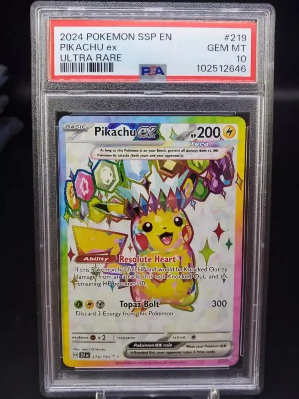 Pikachu ex Pokemon Surging Sparks Ultra Rare 219/191 PSA 10