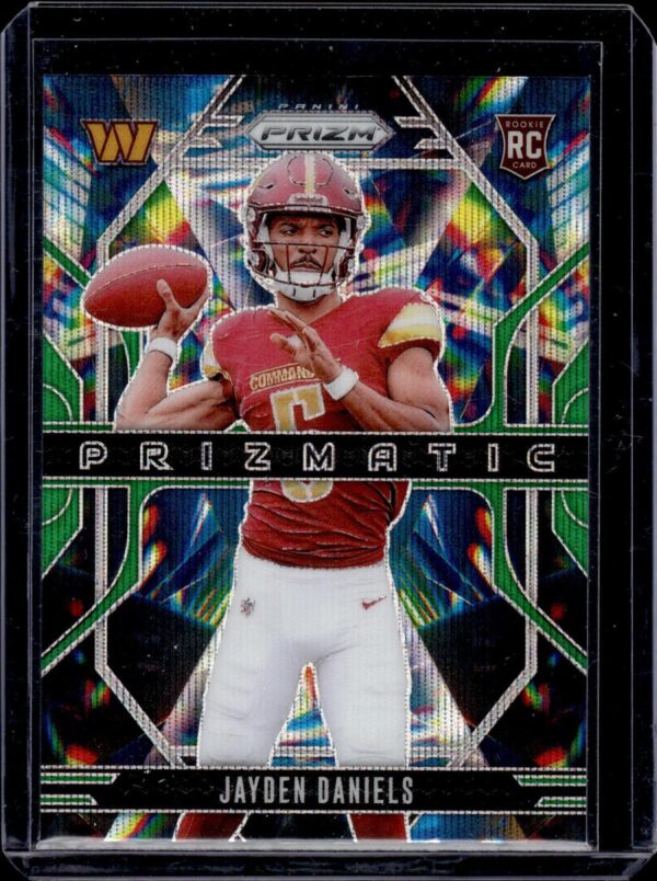 Jayden Daniels 2024 Panini Prizm Prizmatic Wave Green Washington Commanders 3