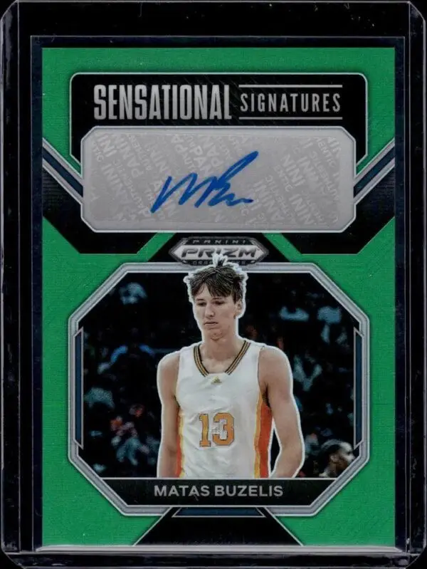 Matas Buzelis 2023 Panini Prizm Draft Green Auto NBA G League Ignite