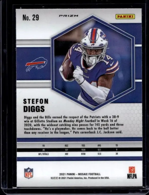 Stefon Diggs 2021 Panini Mosaic Genesis Buffalo Bills 29 - Image 2