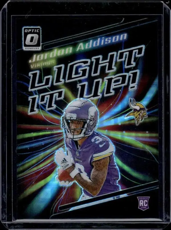 Jordan Addison 2023 Donruss Optic Light It Up! Black /25 RC Minnesota Vikings