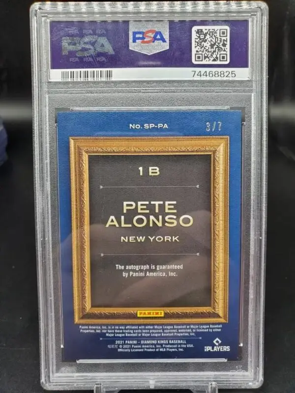 Pete Alonso 2021 Panini Diamond Kings Blue Signature Portraits /7 New York Mets PSA 8.5 - Image 2