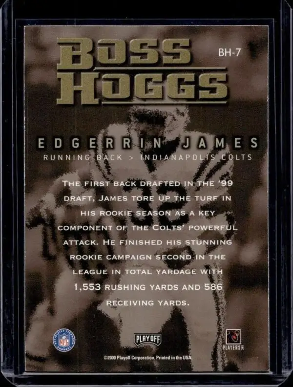 Edgerrin James 2000 Playoff Absolute Boss Hogg Auto Indianapolis Colts BH-7 - Image 2