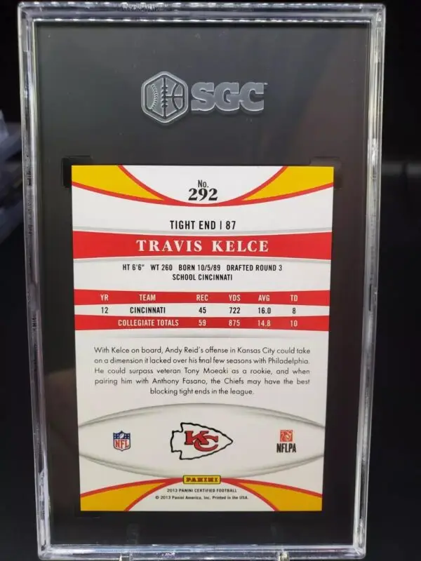 Travis Kelce 2013 Panini Certified RC /999 Kansas City Chiefs 292 SGC 9.5 - Image 2