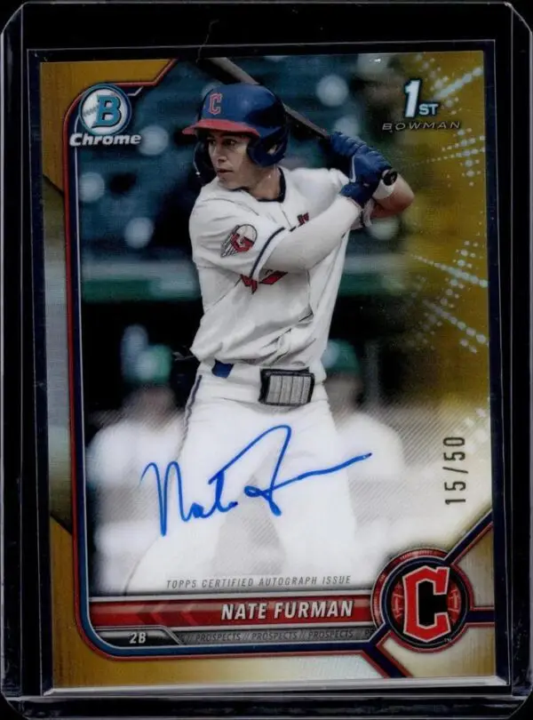 Nate Furman 2022 Bowman Draft Chrome 1st Gold Auto /50 Cleveland Guardians