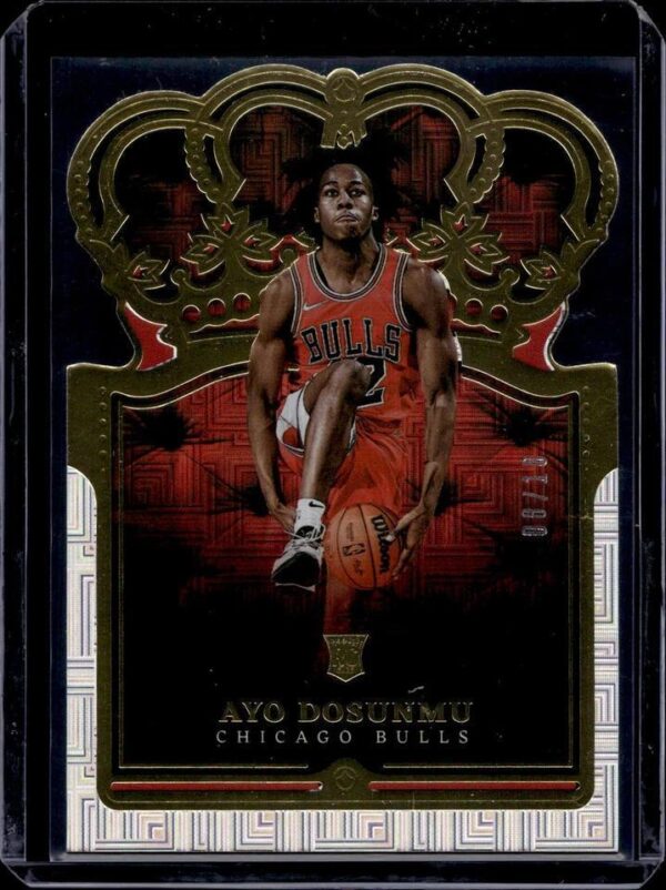 Ayo Dosunmu 2021-22 Panini Crown Royale Crystal Gold /10 Rookie Chicago Bulls 85