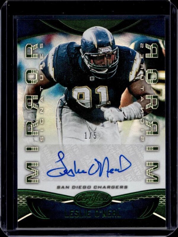 Leslie O'Neal 2019 Panini Certified Green Auto /5 San Diego Chargers MI-LO