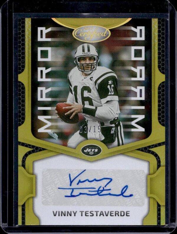 Vinny Testaverde 2023 Panini Certified Gold Auto /15 New York Jets MS53