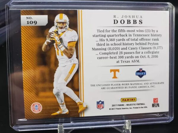 R. Joshua Dobbs 2017 Panini Majestic Relic Auto /15 Tennessee Volunteers 109 - Image 2