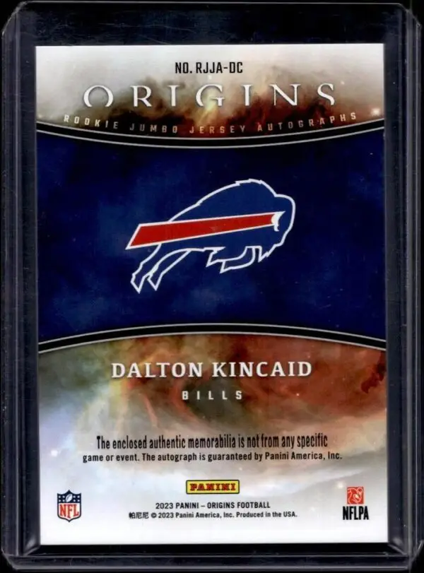 Dalton Kincaid 2023 Panini Origins Patch Auto /99 Rookie Buffalo Bills RJJA-DC - Image 2